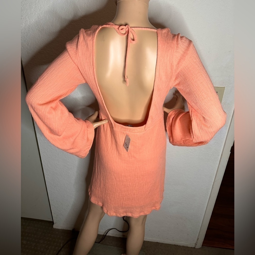 Free People Beach Brynne Mini Dress Peach Pink Flowy Boho NWT - Picture 4 of 4